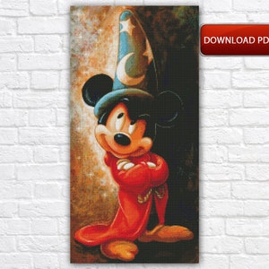 Motif de point de croix Mickey Mouse / Motif de point de croix dessin animé / Grille de point de croix PDF Mickey Mouse / Grille PDF imprimable Mickey Mouse