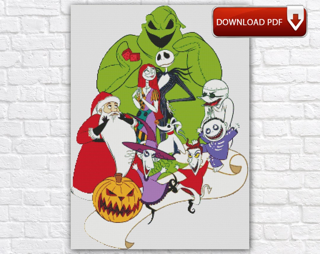 Nightmare Before Christmas Cross Stitch Pattern: Jack and Sally (PDF