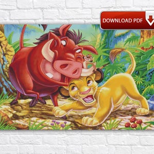 König der Löwen Kreuzstich-Muster / Cartoon Kreuzstich Muster / Simba Kreuzstich Muster / Timon und Pumbaa Kreuzstich PDF Stickmuster