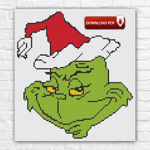 Grinch Cross Stitch Pattern / Christmas Holiday Cross Stitch Pattern / New Year Cross Stitch Pattern / Christmas Grinch Instant PDF Chart