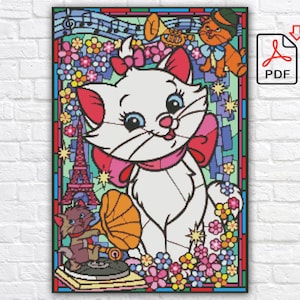 The Aristocats Cross Stitch Pattern / Marie Cat Cross Stitch Pattern / Cartoon Cross Stitch / Cat Cross Stitch Pattern / Printable PDF Chart