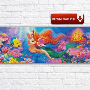 Mermaid Cross Stitch Pattern / Cartoon Princess Cross Stitch Pattern / Princess Ariel Cross Stitch PDF Chart / Mickey Mouse Printable Chart