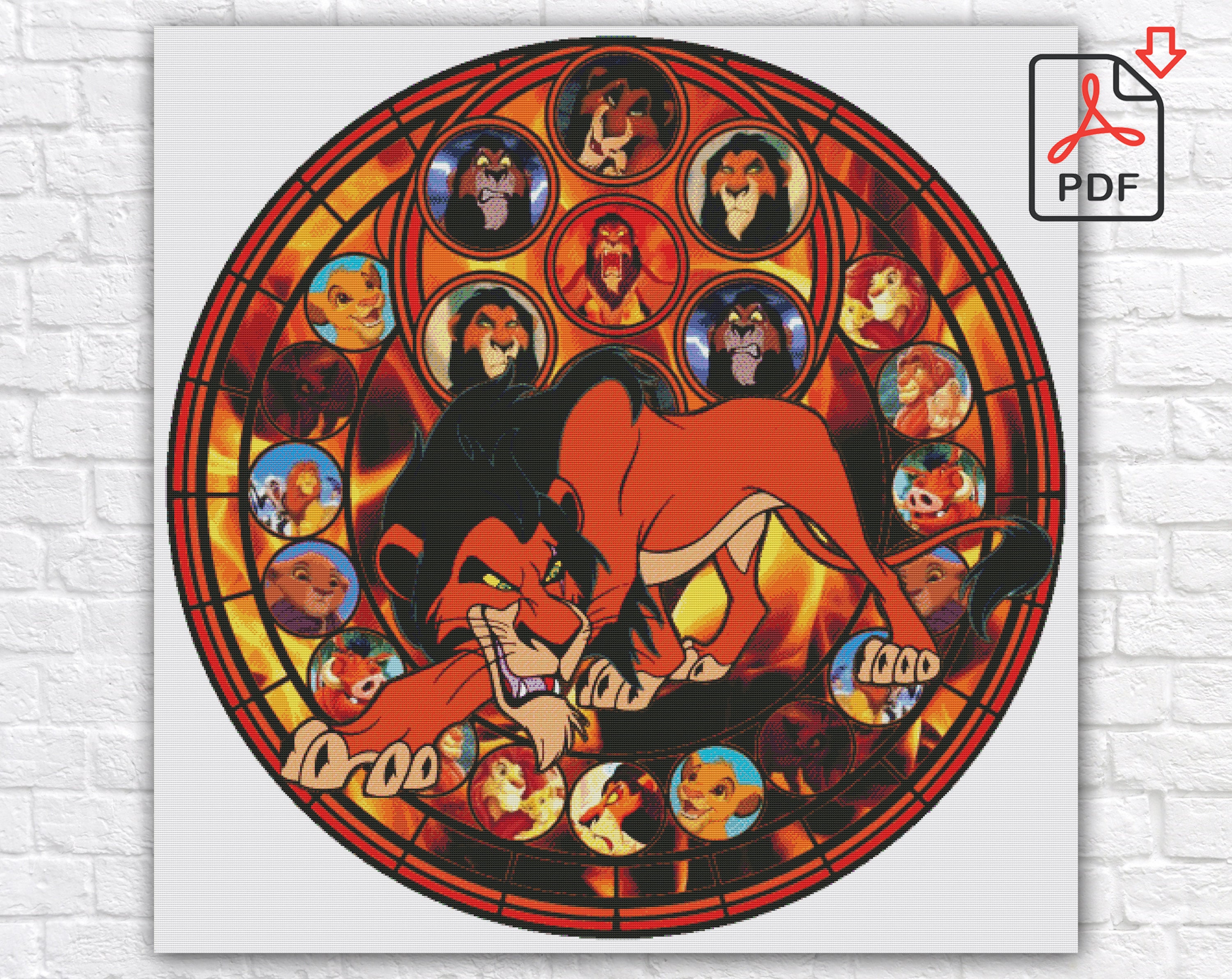 ライオンキングのクロスステッチパターン：シンバとムファサ（デジタル