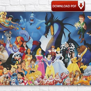Mickey Mouse Cross Stitch Pattern / Cartoon Cross Stitch Pattern / Large Cartoon Characters PDF Cross Stitch Chart / Printable PDF Chart