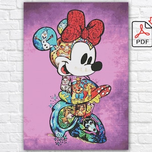 Minnie Mouse Cross Stitch Pattern / Cartoon Cross Stitch Pattern / Mickey Mouse Cross Stitch PDF Pattern / Printable PDF Chart