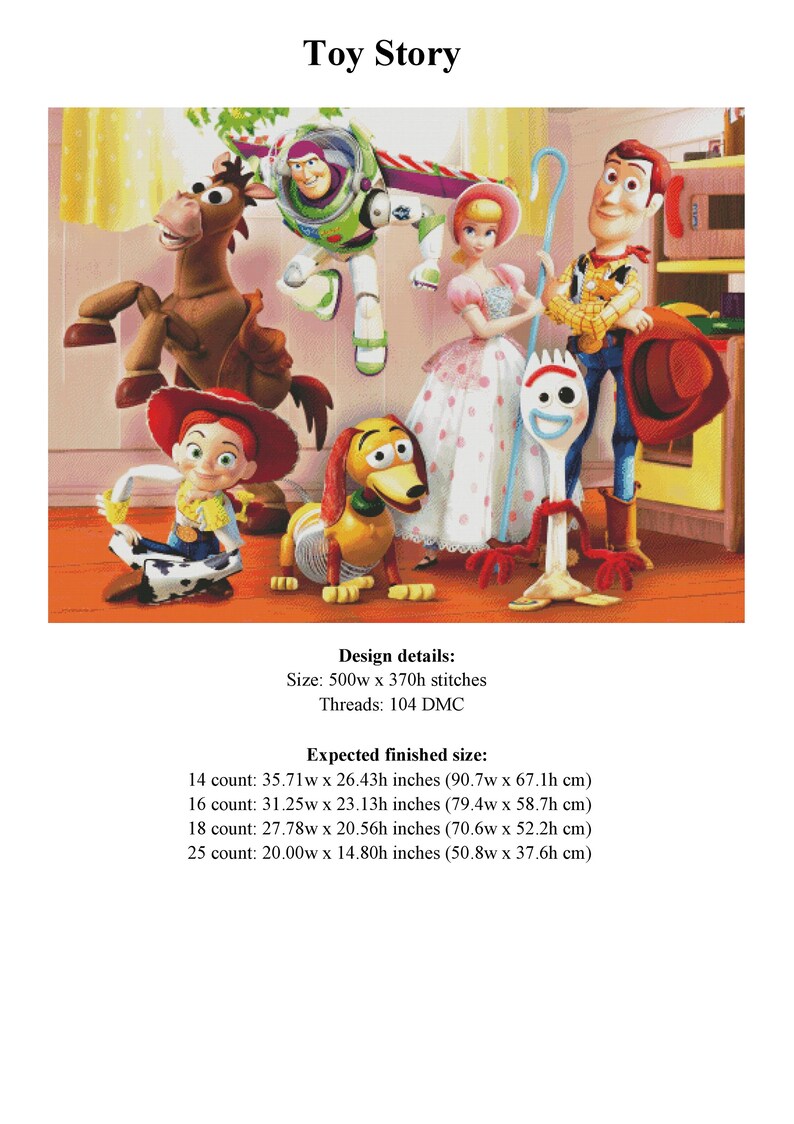 Toy Story Cross Stitch Pattern / Cartoon Cross Stitch Pattern / Toy ...