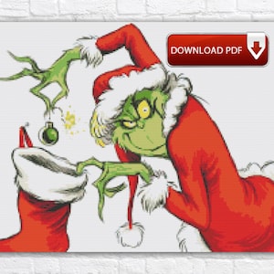 Grinch Cross Stitch Pattern / Christmas Cross Stitch Pattern / New Year Holiday Cross Stitch Pattern / Christmas Grinch Digital PDF Chart