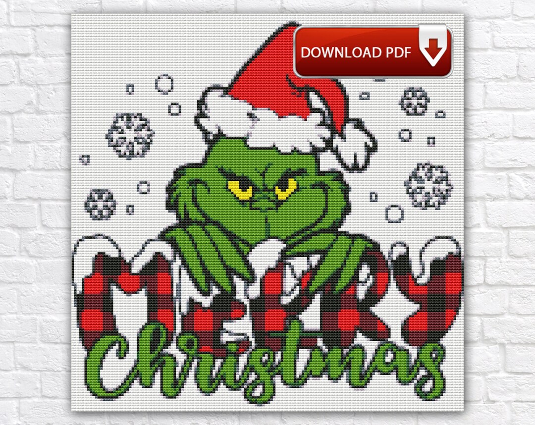 Grinch Cross Stitch Pattern, Christmas Embroidery Design, Digital ...