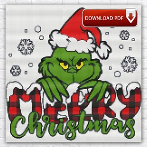 Grinch Cross Stitch Pattern / Christmas Cross Stitch Pattern / New Year Holiday Cross Stitch Pattern / Christmas Grinch Instant PDF Chart