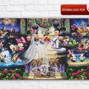 Cartoon Cross Stitch Pattern / Mickey Mouse Cross Stitch Pattern / Large Cartoon Characters PDF Cross Stitch Chart / Digital PDF Chart