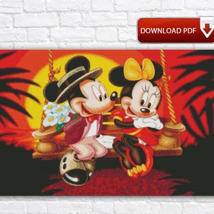 Mickey and Minnie Mouse Cross Stitch Pattern: Cartoon Heroes (PDF Chart)