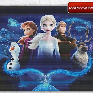Frozen Cross Stitch Pattern / Cartoon Cross Stitch Pattern / Elsa Cross Stitch Pattern / Anna Cross Stitch Pattern / Frozen Digital Chart