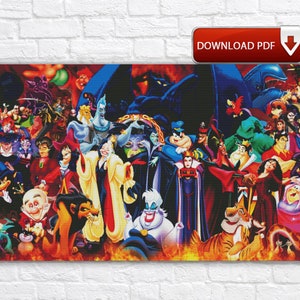 Villains Cross Stitch Pattern / Cartoon Villains Characters PDF Cross Stitch Chart / Ursula Cross Stitch Chart / Instant Printable PDF Chart