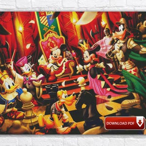 Mickey Mouse-kruissteekpatroon / Cartoon kruissteekpatroon / Grote stripfiguren pdf-kruissteekkaart / Afdrukbaar borduurwerk