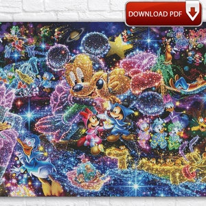 Cartoon Characters Cross Stitch Pattern / Large Cartoon PDF Cross Stitch Chart / Mickey Mouse Cross Stitch Pattern / Instant Printable Chart