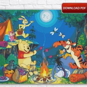 Winnie The Pooh Cross Stitch Pattern / Cartoon Cross Stitch Pattern / Cartoon PDF Cross Stitch Chart / Winnie Printable Cross Stitch Pattern