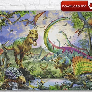 Jurassic Park Dinosaurs Cross Stitch Pattern / Reptile Cross Stitch Pattern / Dinosaur Cross Stitch Chart / Instant / Printable PDF Pattern