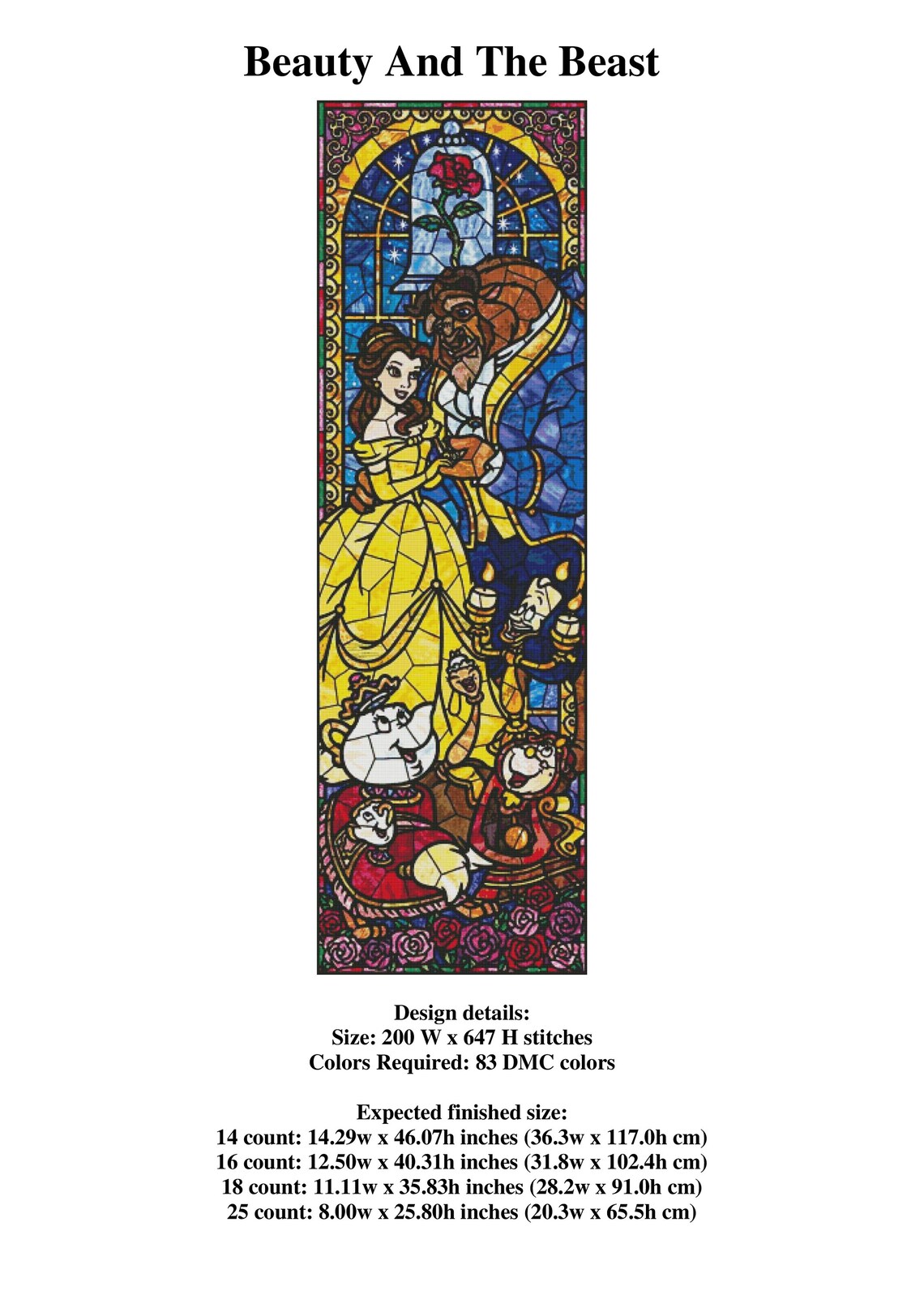 Beauty and the Beast Cross Stitch Pattern / Cartoon Cross Stitch ...
