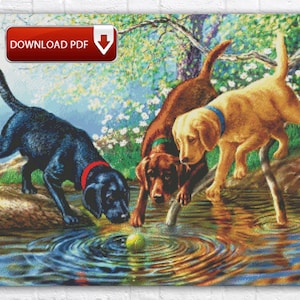 Dog Counted Cross Stitch Pattern / Pet Cross Stitch Pattern / Friend Animal Cross Stitch Pattern / Nature Cross Stitch Chart / Printable PDF