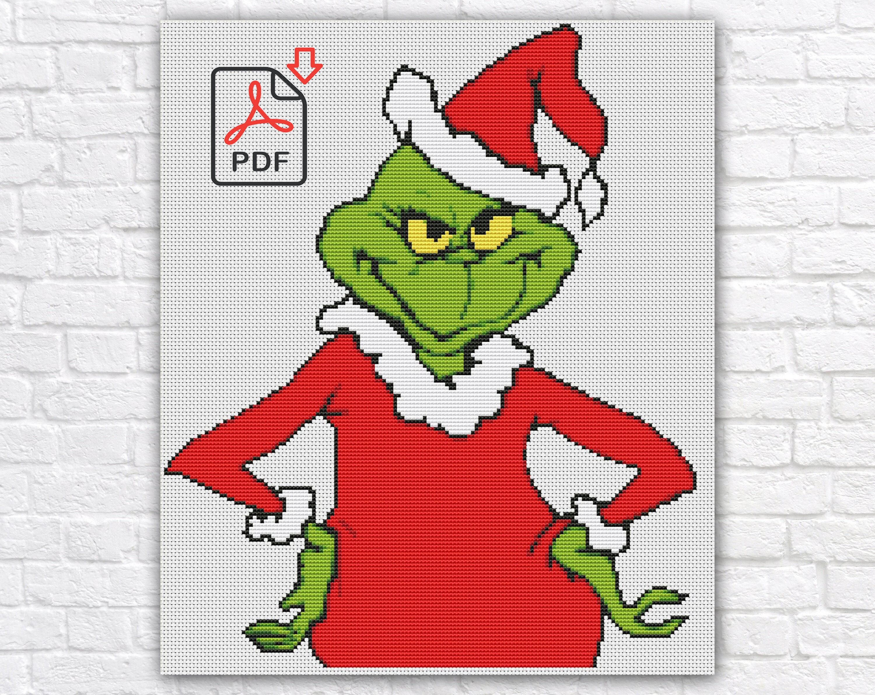 Grinch Face Cross Stitch Pattern / Grinch Embroidery Pattern / Christmas Cross Stitch DIY Gift / Christmas Grinch Design / Instant Download
