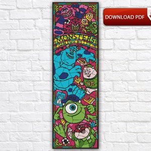 Monsters Cross Stitch Pattern / Little Monster Stained Glass Cross Stitch Pattern / Monsters University Cross Stitch Pattern / Instant PDF