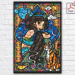Jasmine Cross Stitch Pattern / Cartoon Princess Cross Stitch PDF Pattern / Aladdin Cross Stitch Pattern / Instant PDF Cross Stitch Chart