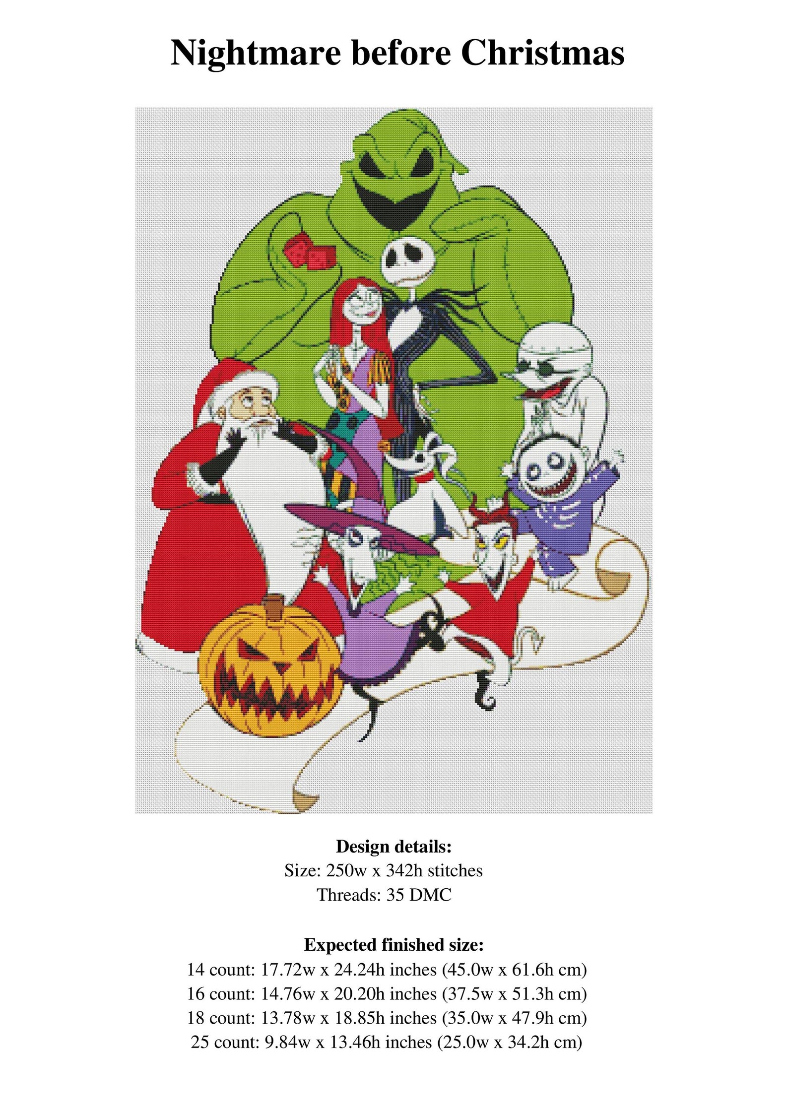 Nightmare Before Christmas Cross Stitch Pattern / Halloween Cross ...
