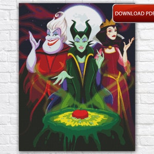 Villains Cross Stitch Pattern / Cartoon Cross Stitch Pattern / Villains Princess Cross Stitch PDF / Villains Mirror PDF Cross Stitch Pattern
