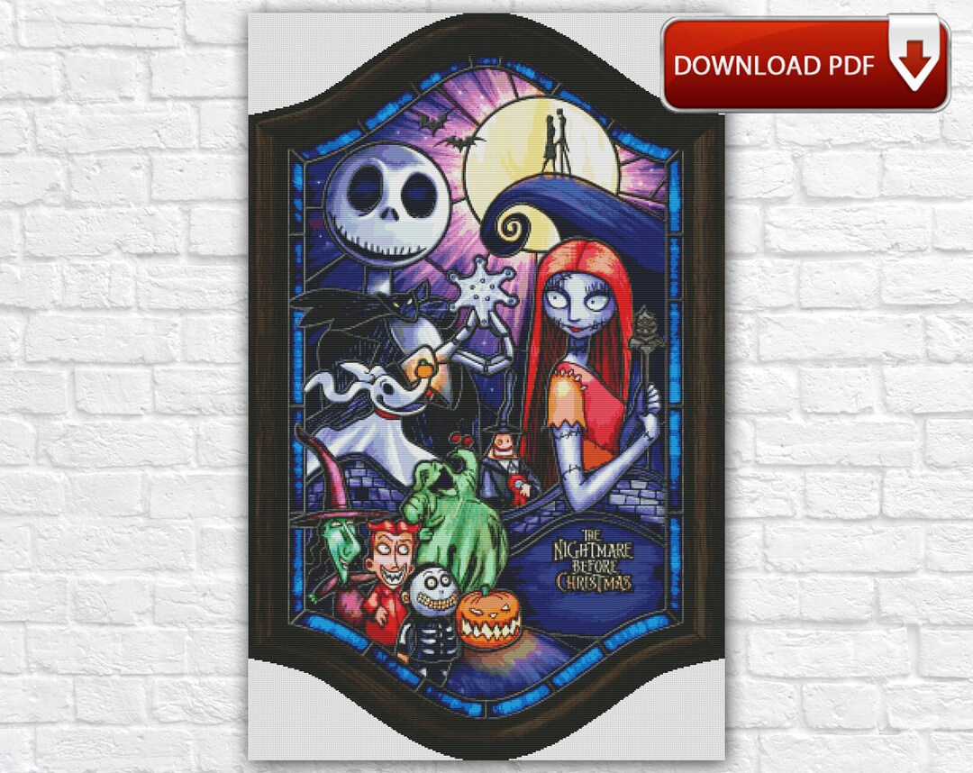 Nightmare Before Christmas Cross Stitch Pattern: Jack and Sally (PDF
