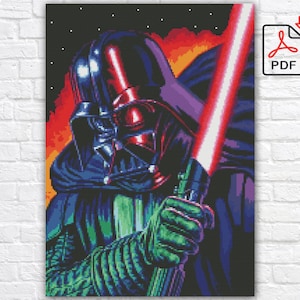 Padrão de ponto cruz Darth Vader / Padrão de ponto cruz Star Wars / Gráfico de ponto cruz Yoda em PDF / Gráfico instantâneo de bordado Star Wars em PDF