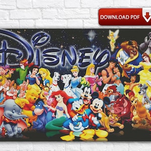 Cartoon Characters Cross Stitch Pattern / Large Cross Stitch PDF Chart / Mickey Mouse Cross Stitch Pattern / Cartoon Printable PDF Chart