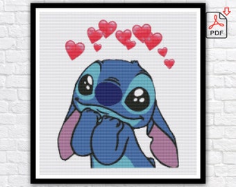 Stitch Cross Stitch Pattern / Cartoon Cross Stitch Pattern / Lilo And Stitch Cross Stitch Chart / Counted PDF Chart / Instant Printable PDF