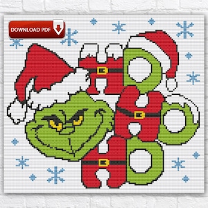 Grinch Cross Stitch Pattern / Christmas Cross Stitch Pattern / New Year Holiday Cross Stitch Pattern / Christmas Grinch Digital PDF Chart