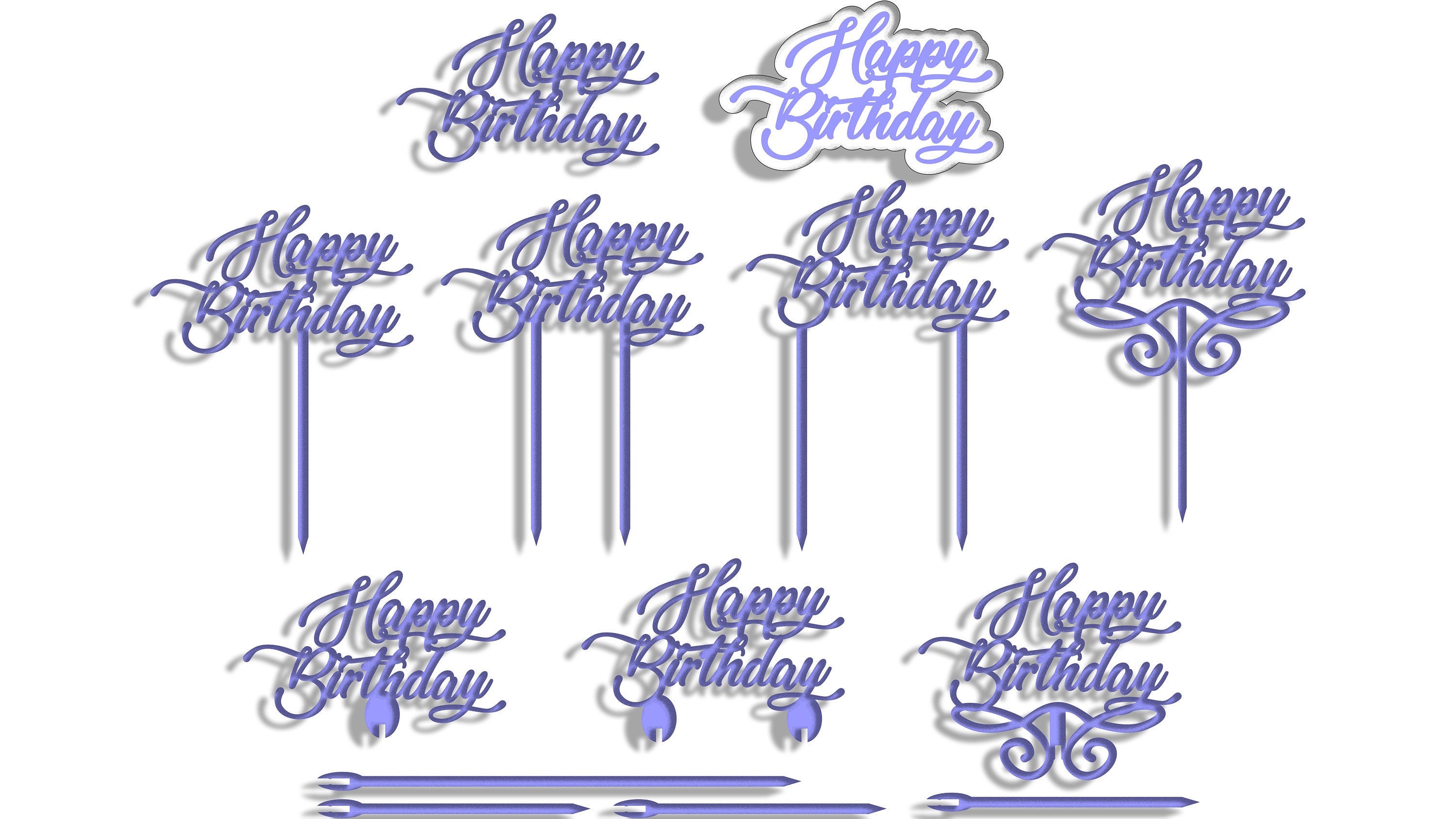20 Happy Birthday Text Designs + Toppers With Permanent and Removable ...