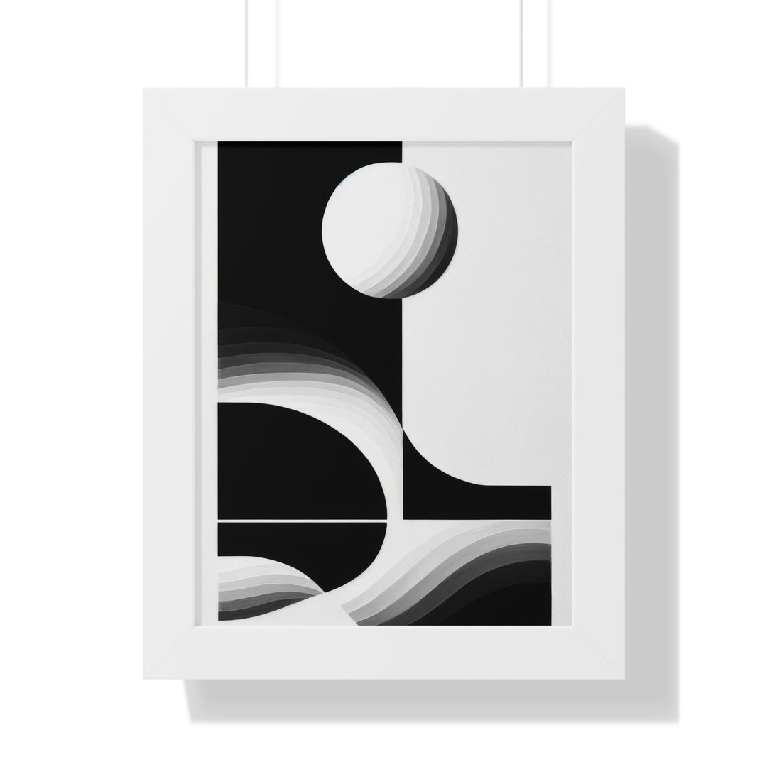 Wall Art Framed Abstract Modern Art Print Framed Black and White Wall
