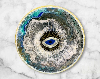 Eye Series, Evil Eye, Acrylic Pouring Painting, Abstract Fluid Art, Wall Art, Round Painting, Eye Round Painting, Whammy , Unique Home Decor