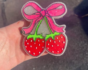 Strawberry bow car freshie | strawberry car air freshener | car freshie | car charm | strawberry car freshie |