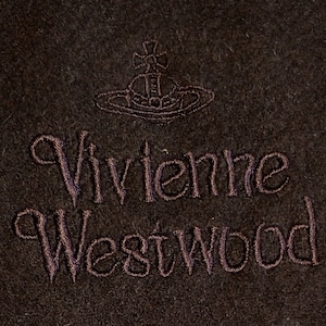 VIVIENNE WESTWOOD Made in Italy Brown Lambswool Rare Vintage Scarf Muffler Wrap Shawl 60 x 12 inches