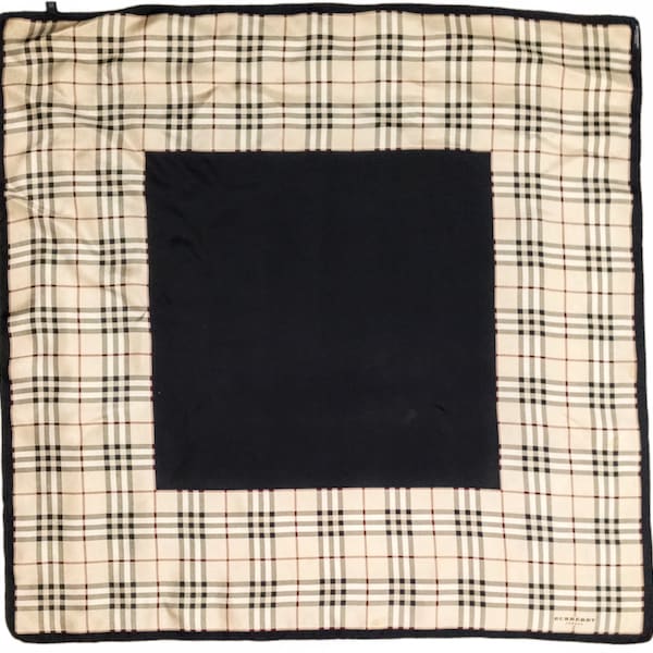 BURBERRY LONDON VINTAGE Nova Check Pattern Geometric Large Silk Scarf Shawl Wrap 34 x 34 inches 86 x 86 cm