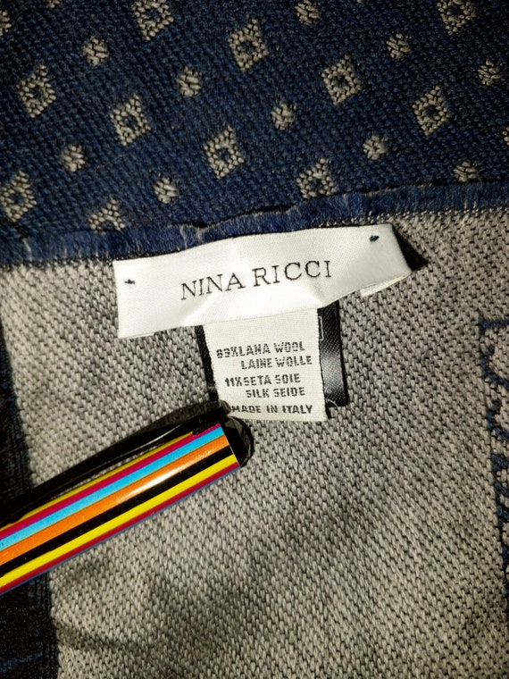 NINA RICCI Italy Oversized Extra Large Long Blue … - image 5