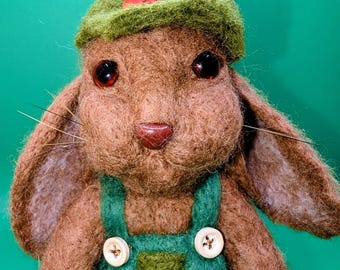 Handmade Needle Felted Bunny Rabbit with glass eyes.