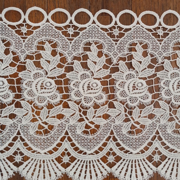 Wild Rose #1 pattern macrame lace valance, ecru (beige) color