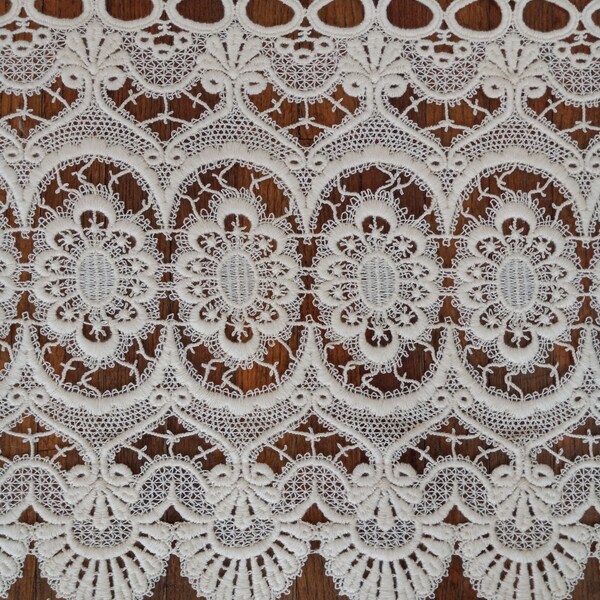 Marquise pattern macrame lace valance curtain, ecru color