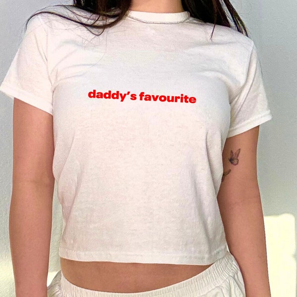 Daddy's Favourite Baby Tee, Aesthetic Cute T-Shirt, Crop Top, Y2k Vintage, Heavy Cotton, Iconic Slogan, 90s Trending, Girl Power, It Girl