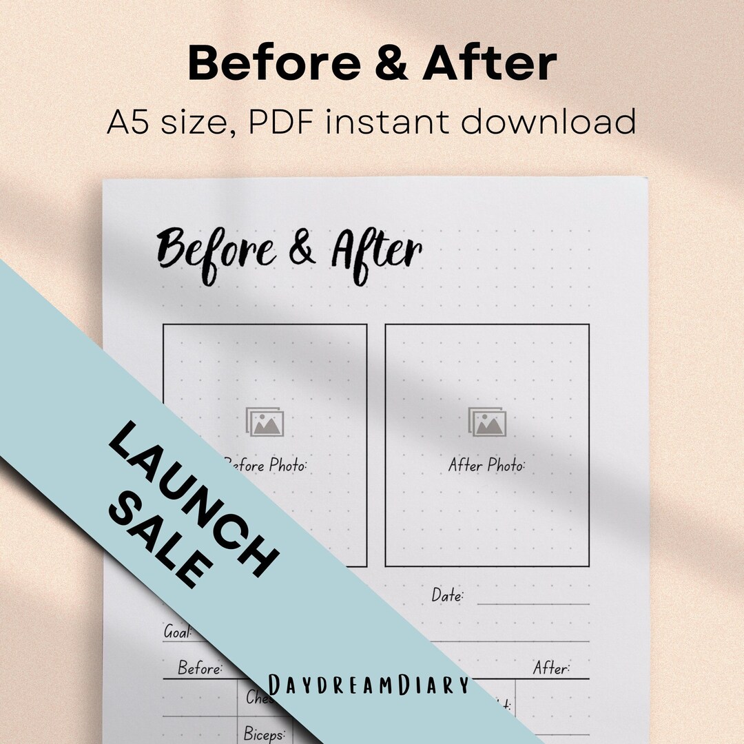 Before & After Fitness Tracker Printable A5 PDF, Fitness Journal ...