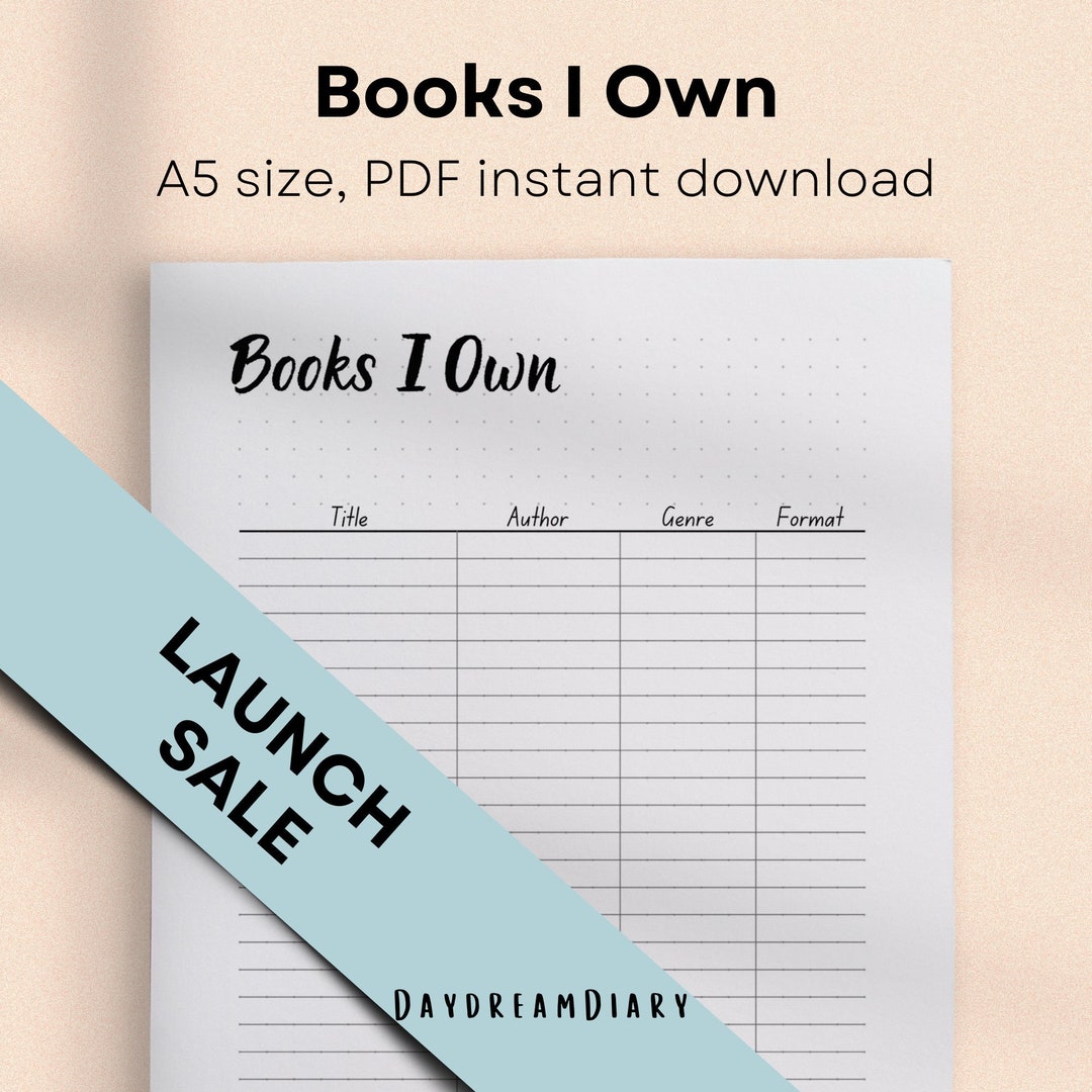Books I Own Printable Reading Journal A5 PDF, Reading Planner Printable ...