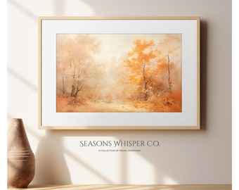Autumn Landscape Print | Fall, Trees, Lake, Rustic, Vintage Print French Impressionist Painting Victorian Style Wall Artwork AC001