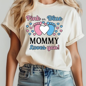Pink or Blue We Love You Shirts, Gender Reveal Party Shirts, , Baby Shower Party, T shirts Baby Announcement, Personalized Family Matching