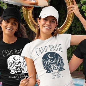 custom Camp Bachelorette Shirt, The Cabin Crew Hikinng Bridal Party Shirt, Mountain Bride Shirt. Lake Bachelorette, Camp Themed Bach Party