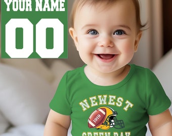 Newest fan Green Bay football bodysuit, Packer baby , gift for baby shower party, one piece bodysuit, custom name and number